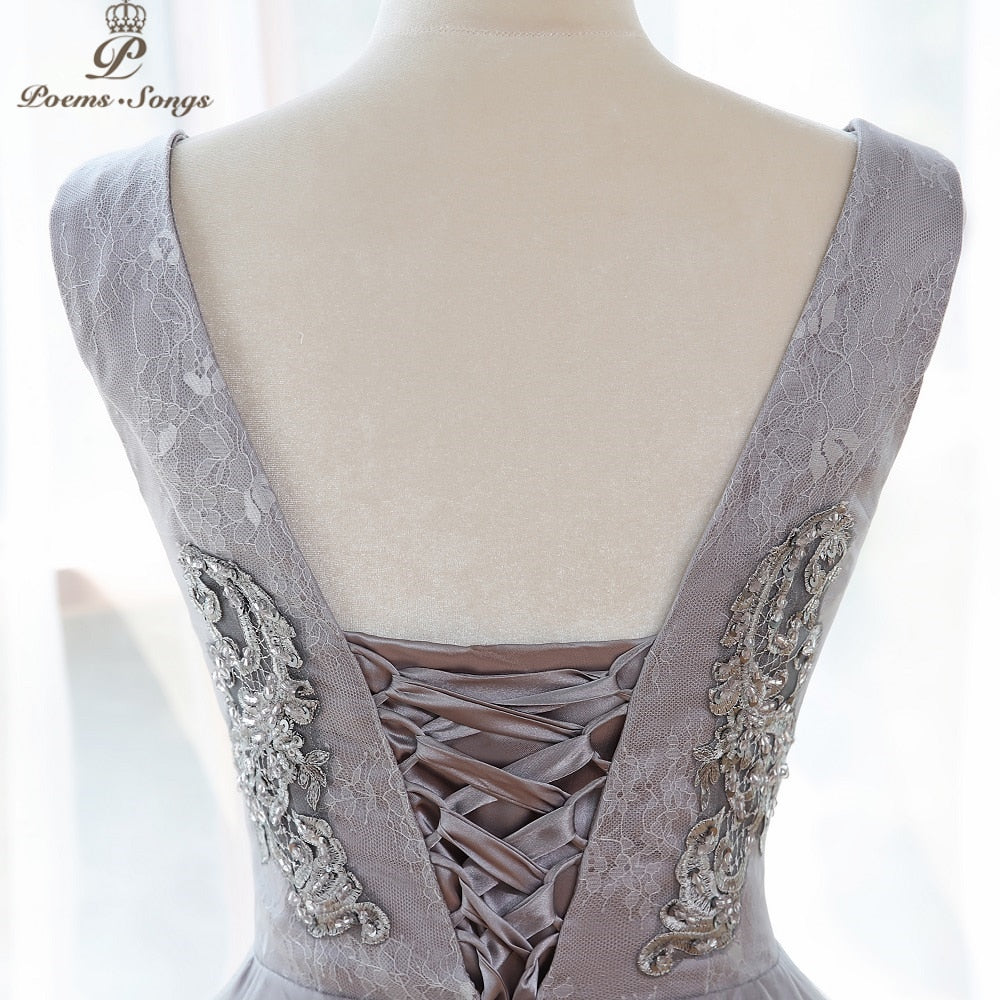 Elegant gray color Appliques style Evening dress 2021 prom dresses evening gowns vestidos de fiesta robe de soirée de mariage