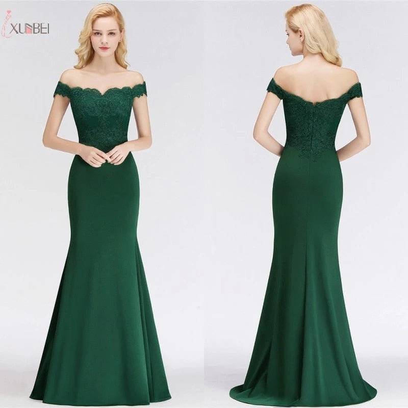 SALE Elegant Mermaid Evening Dresses Long Gold Lace Applique Off The Shoulder Robes de soirée de mariage Pink Formal Party Gown