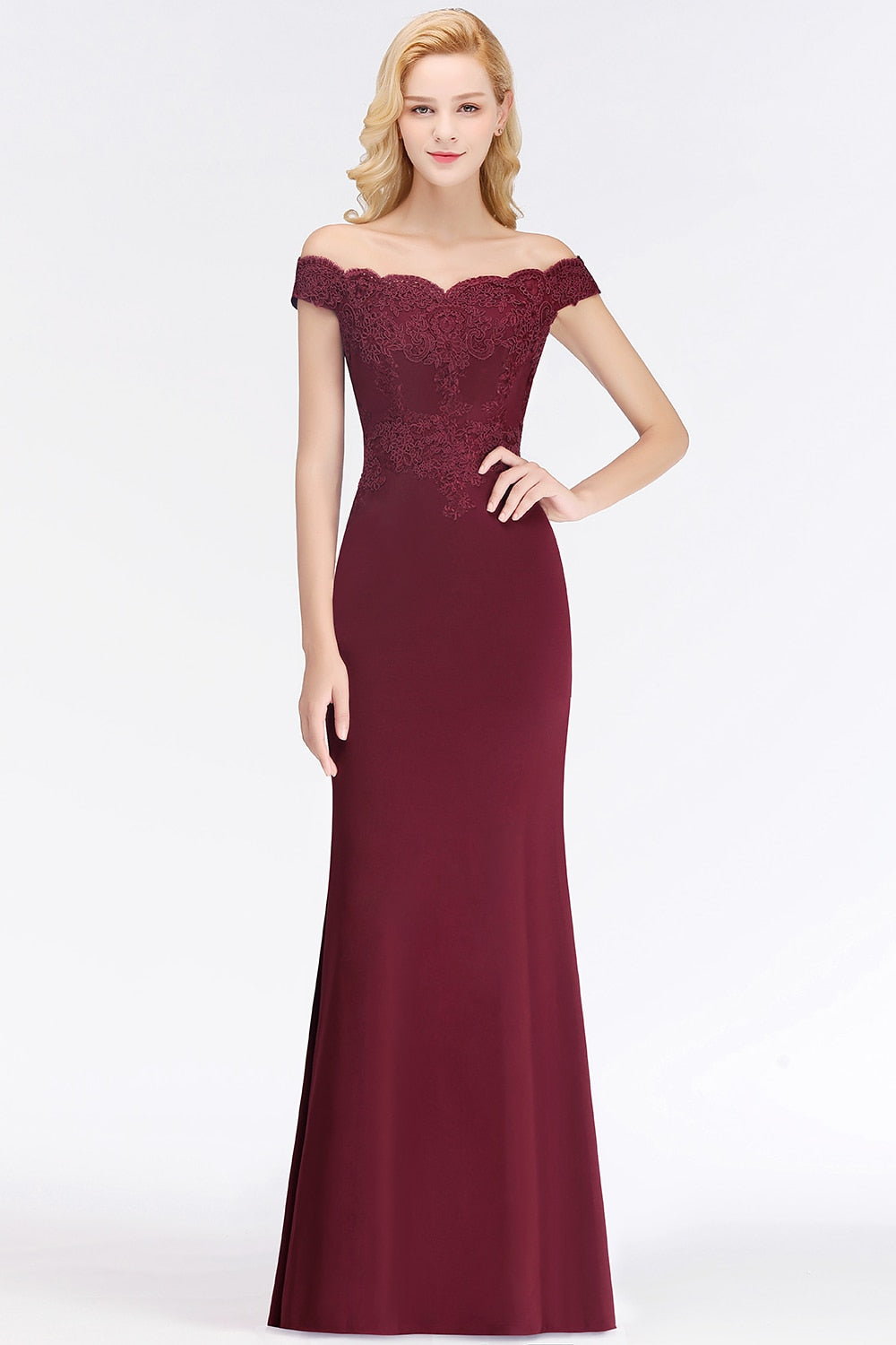 SALE Elegant Mermaid Evening Dresses Long Gold Lace Applique Off The Shoulder Robes de soirée de mariage Pink Formal Party Gown