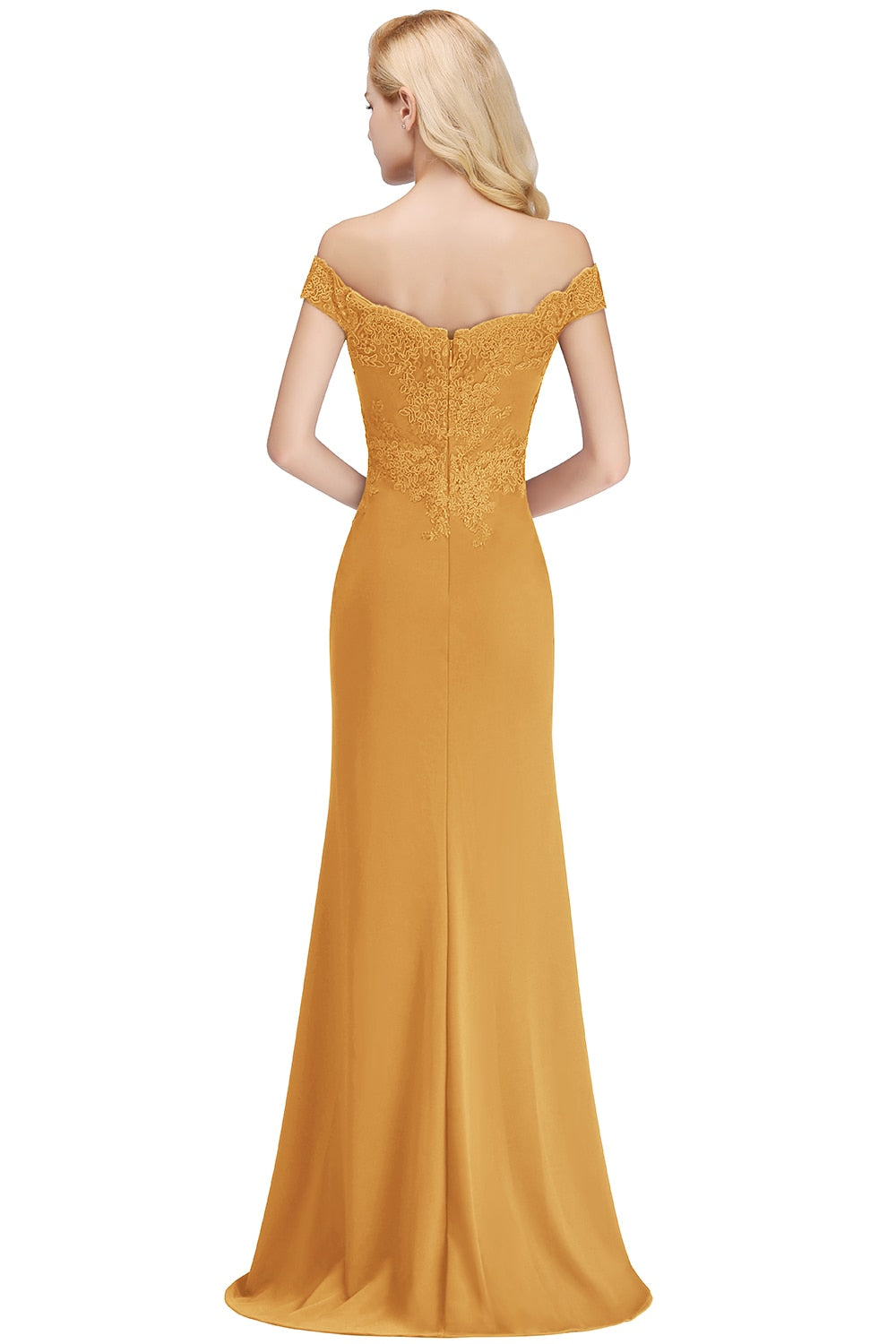 SALE Elegant Mermaid Evening Dresses Long Gold Lace Applique Off The Shoulder Robes de soirée de mariage Pink Formal Party Gown