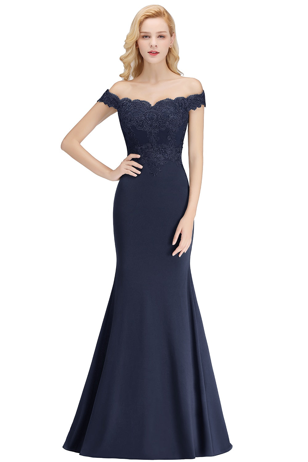 SALE Elegant Mermaid Evening Dresses Long Gold Lace Applique Off The Shoulder Robes de soirée de mariage Pink Formal Party Gown