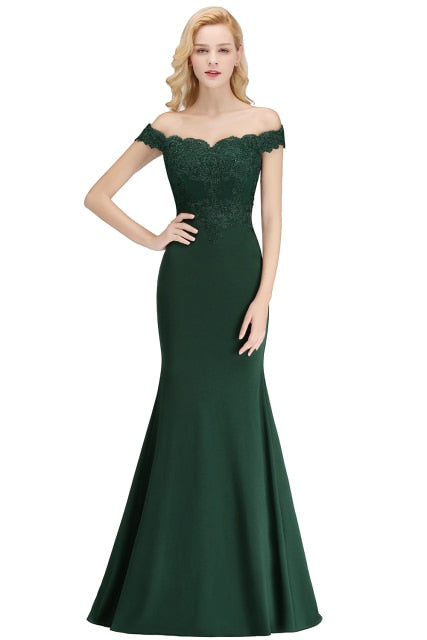 SALE Elegant Mermaid Evening Dresses Long Gold Lace Applique Off The Shoulder Robes de soirée de mariage Pink Formal Party Gown