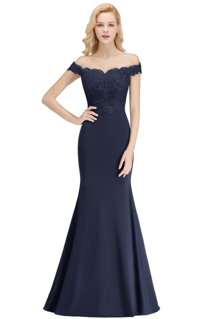 SALE Elegant Mermaid Evening Dresses Long Gold Lace Applique Off The Shoulder Robes de soirée de mariage Pink Formal Party Gown