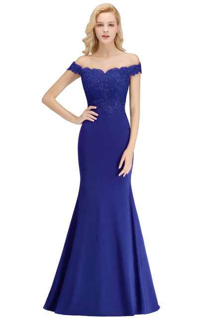 SALE Elegant Mermaid Evening Dresses Long Gold Lace Applique Off The Shoulder Robes de soirée de mariage Pink Formal Party Gown